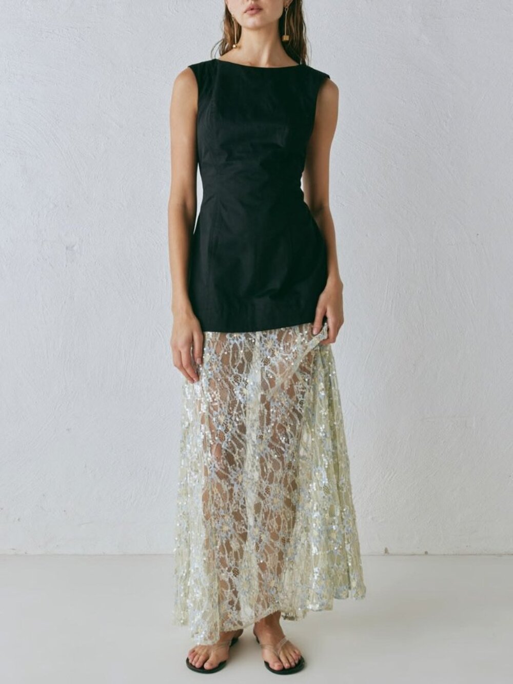 VRG GRL Robbie Sequin Maxi Dress - Black/White - Size XS (US 2)